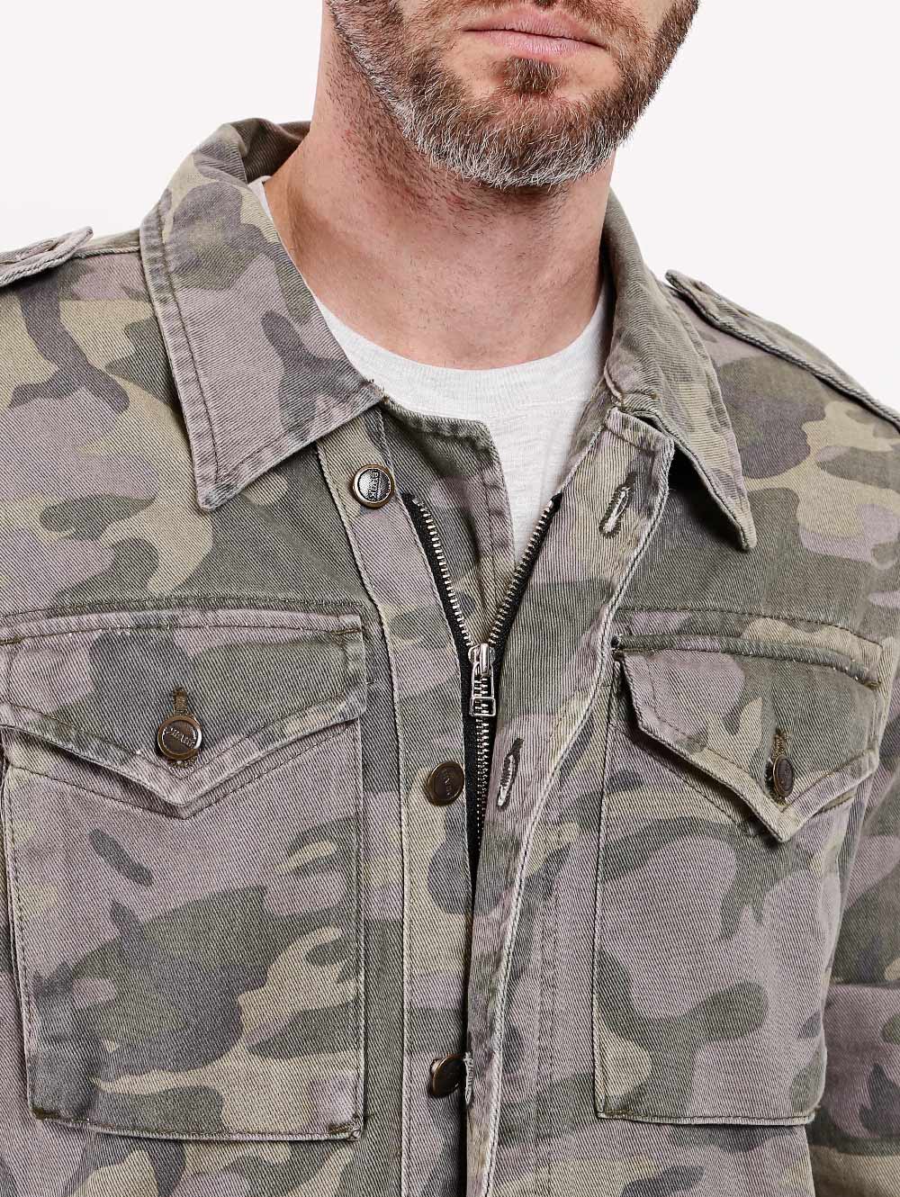 jaqueta sarja camuflada masculina