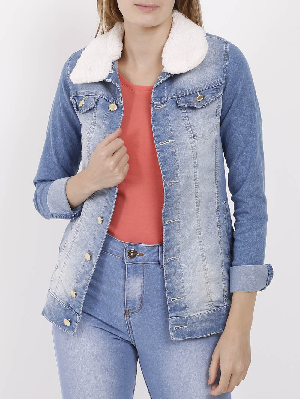 jaqueta jeans feminina alongada