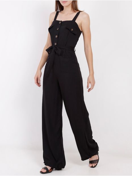 Macacão Longo Feminino Preto M Menor preço em Macacão Longo Feminino Preto M