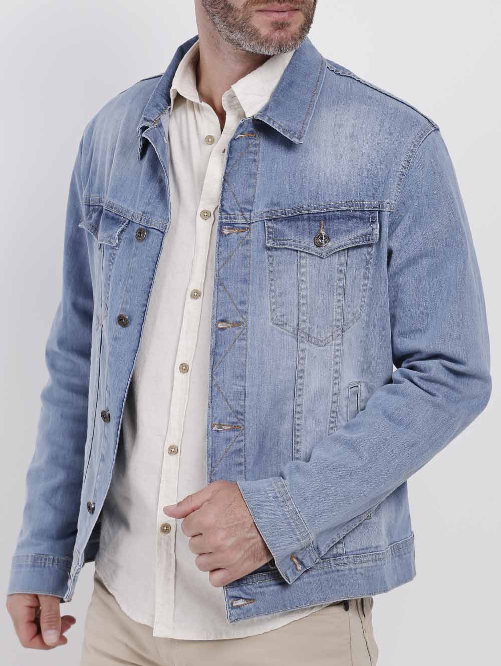 jaqueta jeans azul masculina
