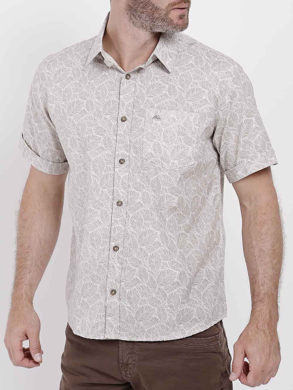 camisa manga curta estampada masculina