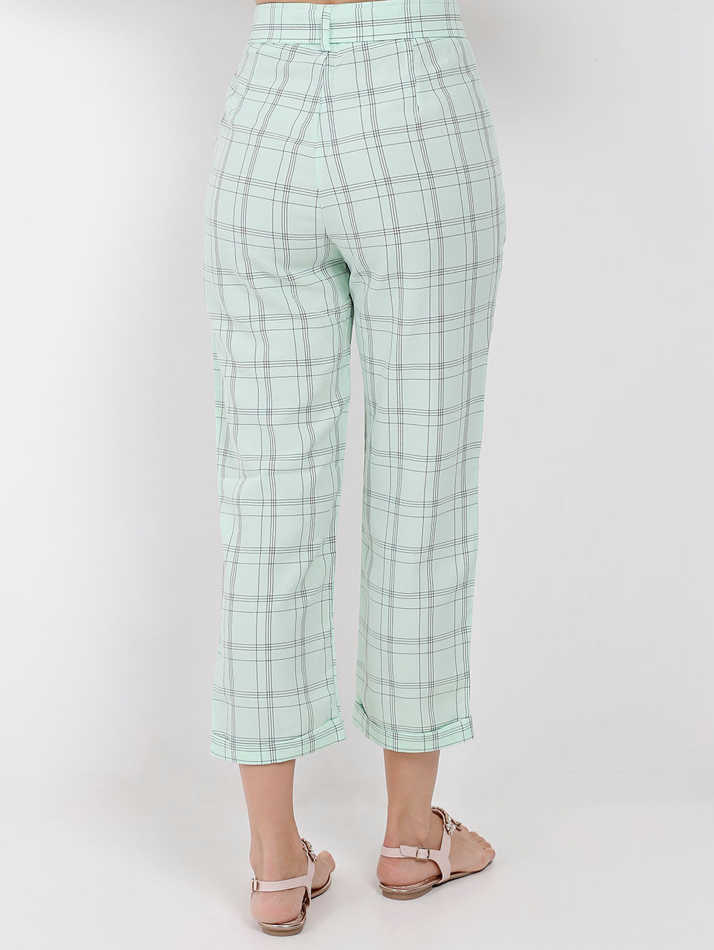 calça xadrez feminina verde