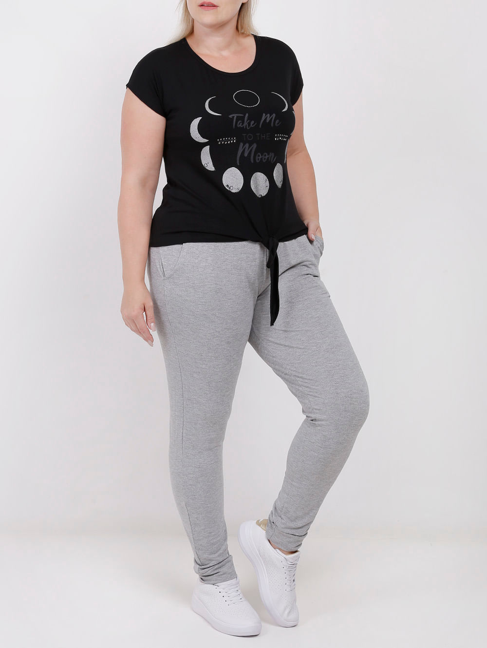 calça jogger feminina crepe