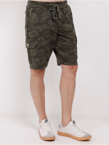 Bermuda Cargo Camuflada Masculina Verde P Menor preço em Bermuda Cargo Camuflada Masculina Verde P