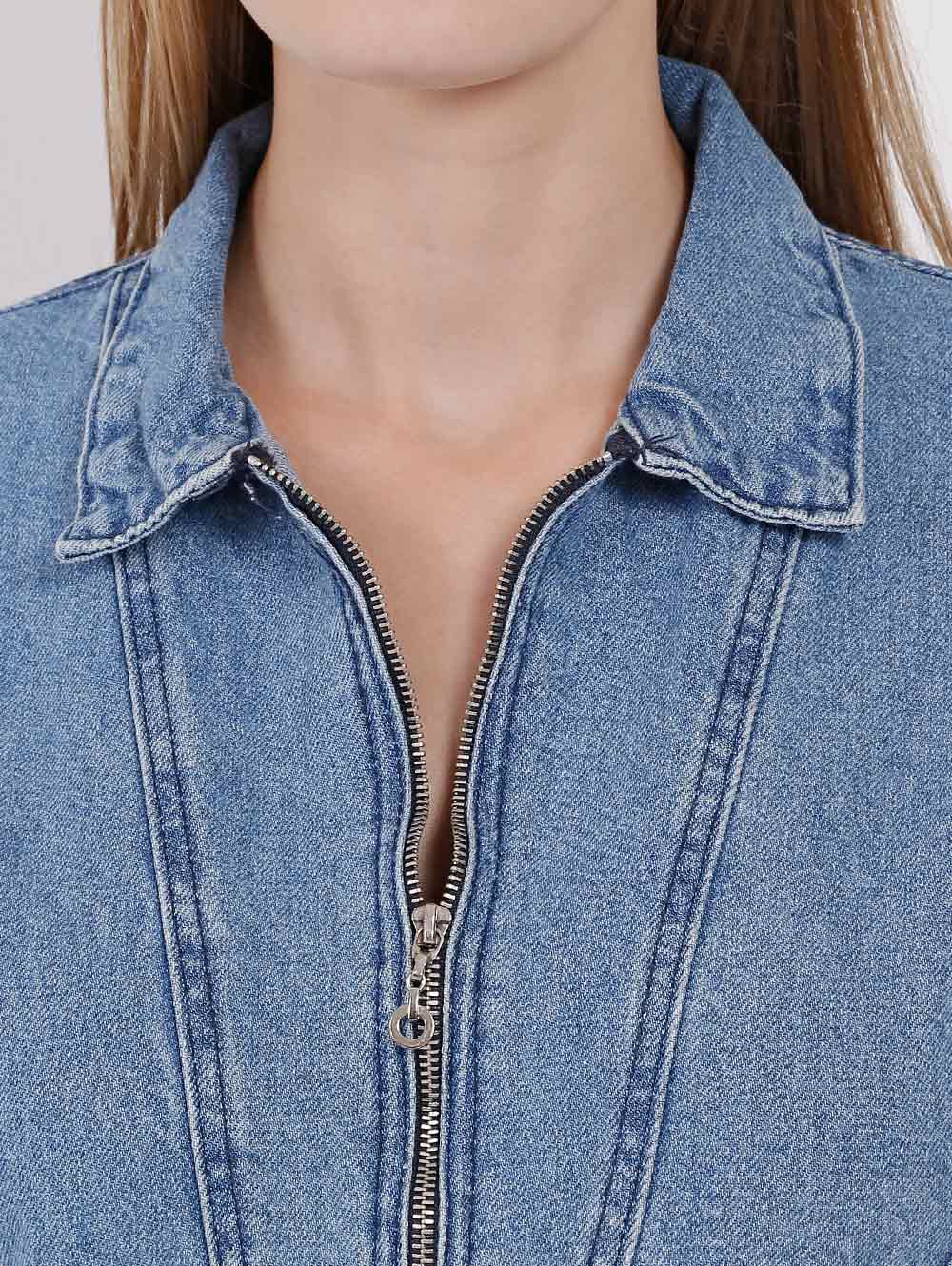 Macaquinho Jeans Feminino Azul Lojas Pompeia