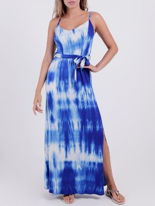 Vestido Longo Tie Dye Autentique Feminino Azul G Menor preço em Vestido Longo Tie Dye Autentique Feminino Azul G