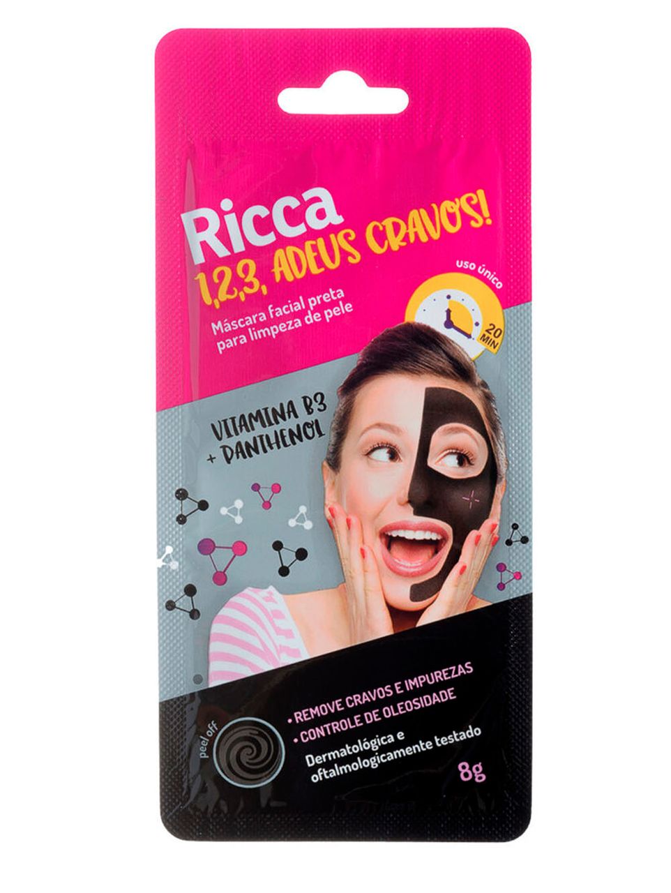 Máscara Facial Removedora de Cravos Ricca Preto