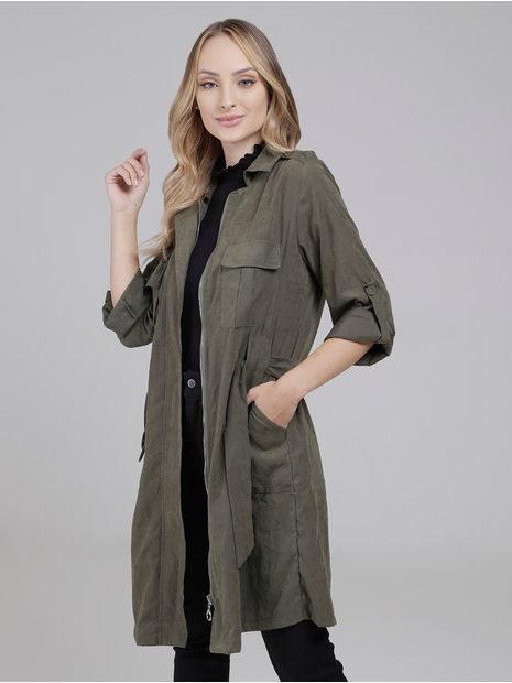 Jaqueta Parka Alongada Feminina Verde M Menor preço em Jaqueta Parka Alongada Feminina Verde M
