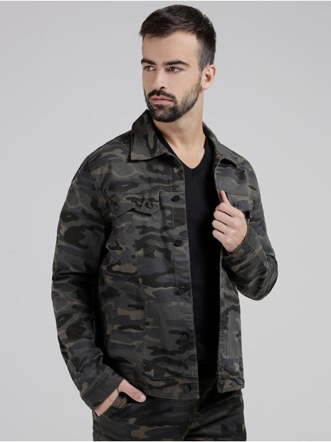 Jaqueta Jeans Camuflada Bivik Masculina Verde Militar G Menor preço em Jaqueta Jeans Camuflada Bivik Masculina Verde Militar G