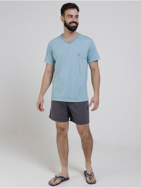 Pijama-Curto-Masculino-Verde-cinza