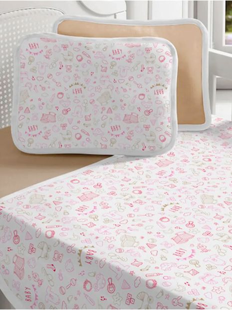 Jogo de Lençol Infantil Para Berço Rosa/branco Menor preço em Jogo de Lençol Infantil Para Berço Rosa/branco