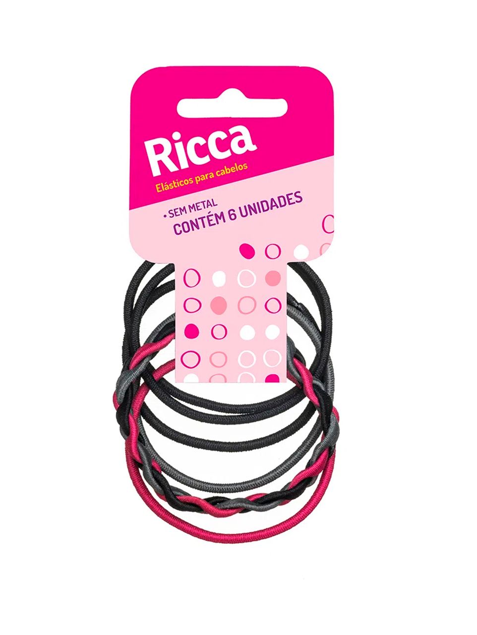 Kit de Elásticos Para Cabelos Ricca Rosa/preto