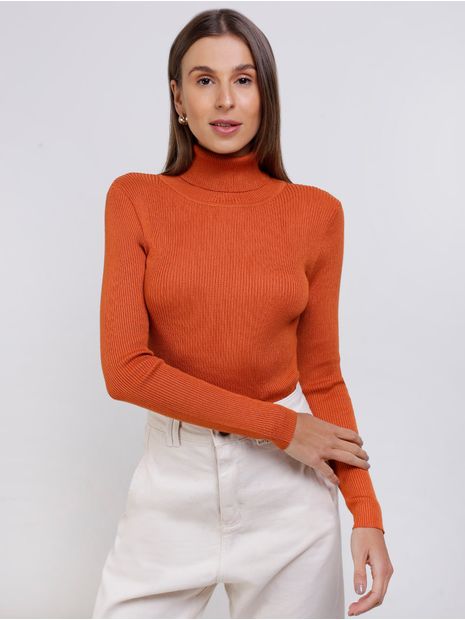 Blusa de Tricot Gola Alta Eagle Rock Feminino Telha P Menor preço em Blusa de Tricot Gola Alta Eagle Rock Feminino Telha P