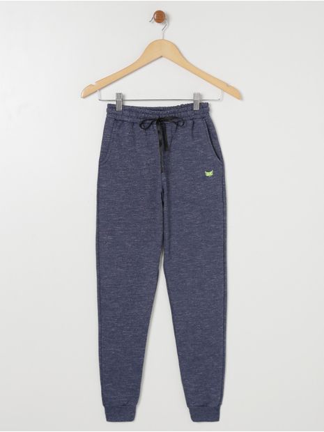 Calça Jogger Moletom Mesclada Juvenil Para Menino - Azul Marinho 10 Menor preço em Calça Jogger Moletom Mesclada Juvenil Para Menino - Azul Marinho 10
