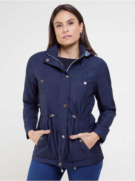 Jaqueta Corta Vento Parka com Capuz Feminino Azul Marinho P Menor preço em Jaqueta Corta Vento Parka com Capuz Feminino Azul Marinho P