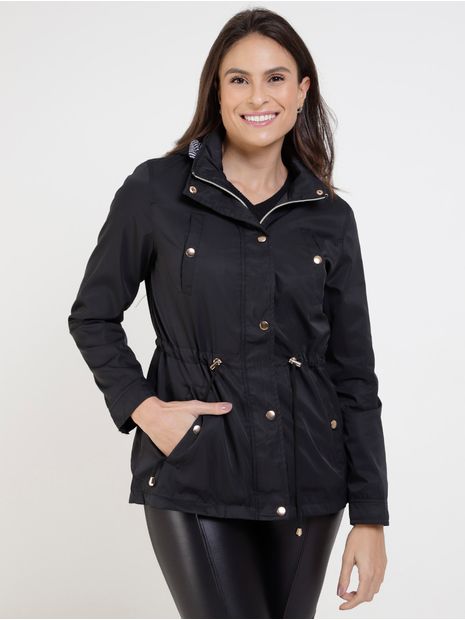 Jaqueta Corta Vento Parka com Capuz Feminino Preto P Menor preço em Jaqueta Corta Vento Parka com Capuz Feminino Preto P