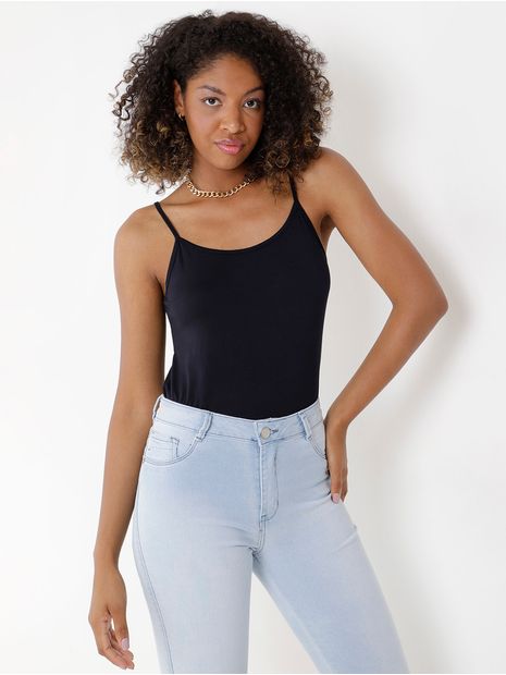 Blusa Regata Malha Crepe Feminina Preto P Menor preço em Blusa Regata Malha Crepe Feminina Preto P