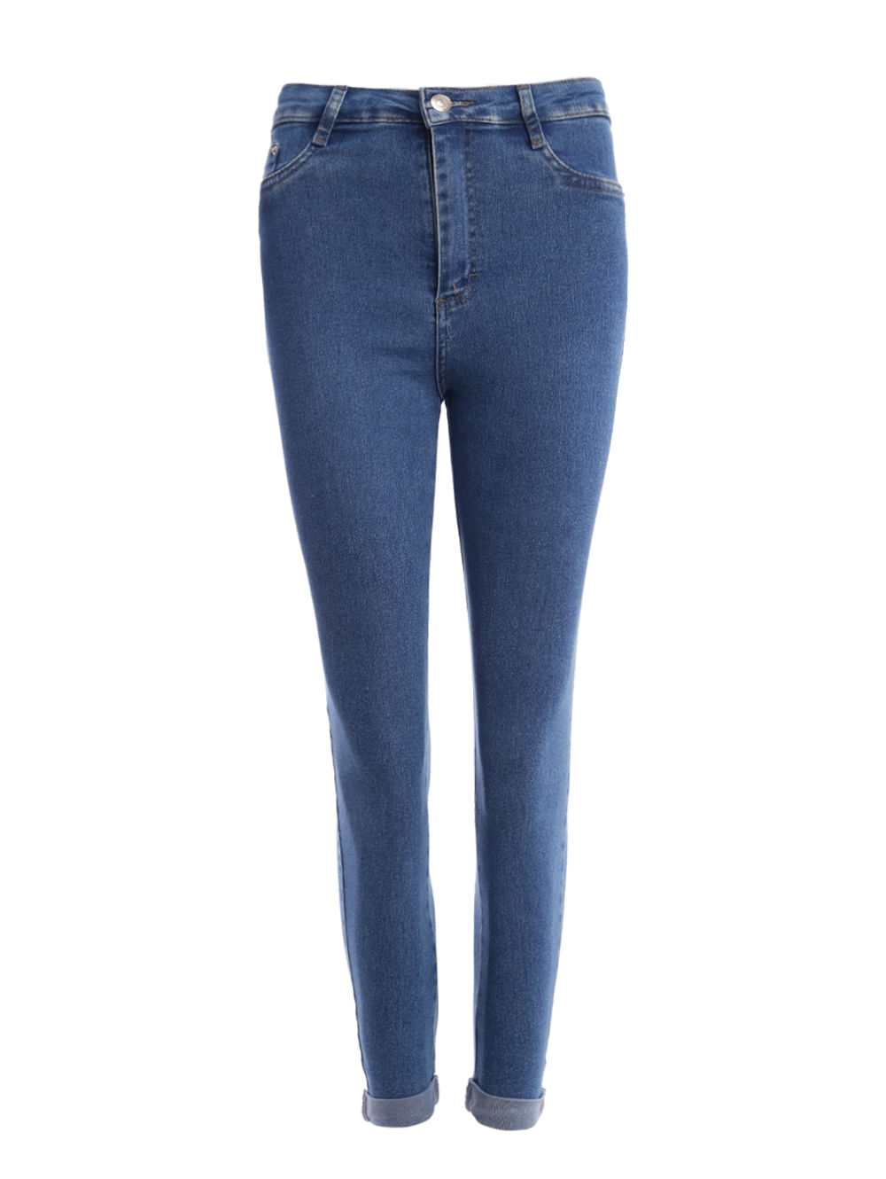 Calça Jegging Jeans com Cós Elástico Azul