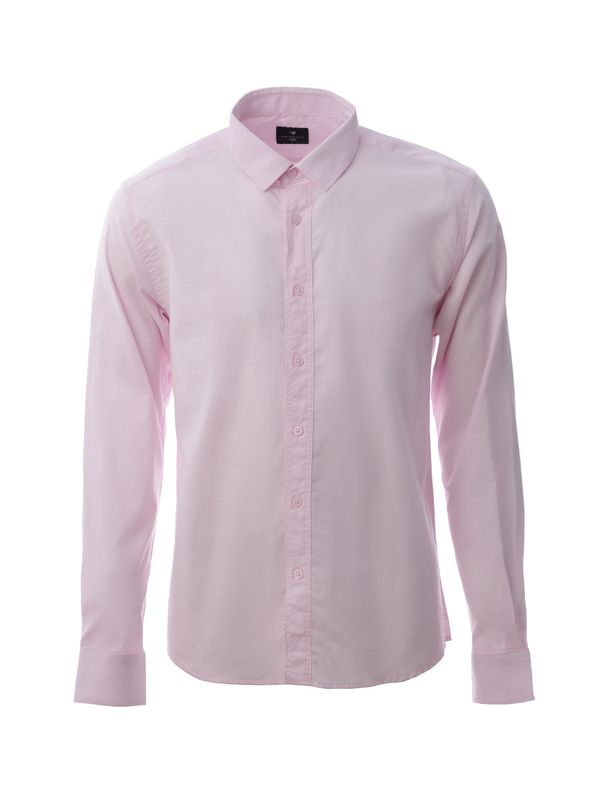 Camisa Slim Fit Manga Longa Masculina ROSA CLARO M