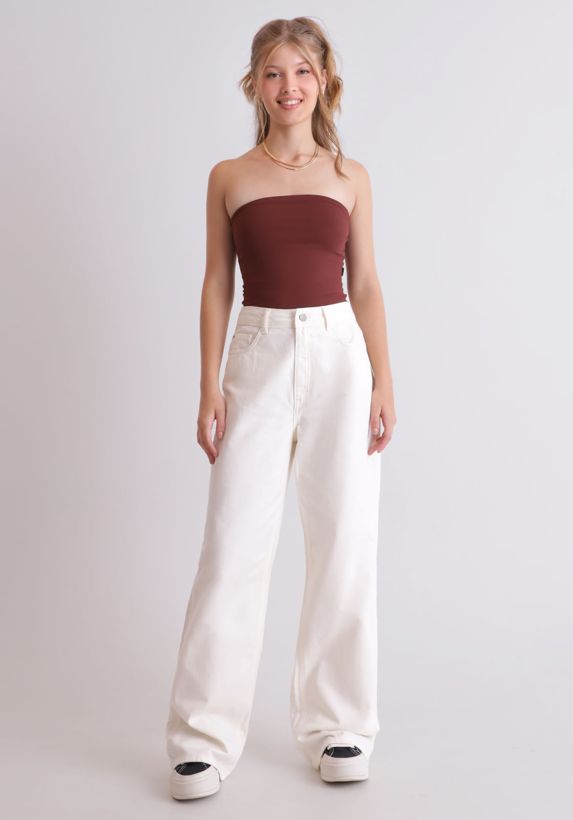 Calça Wide Leg em Sarja